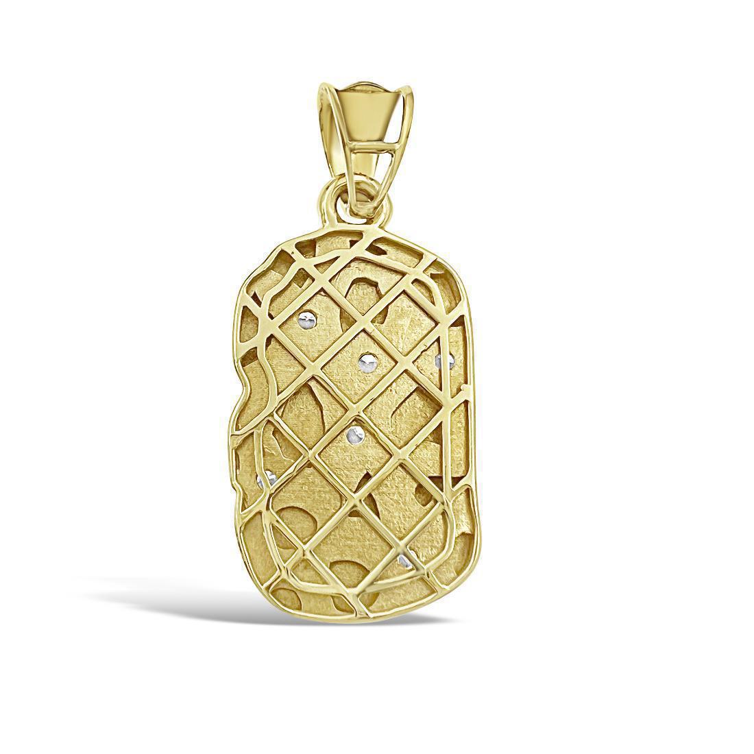 0.62cttw Diamond Nugget Dog Tag Pendant 10k Yellow Gold Mens Charm 1.7"