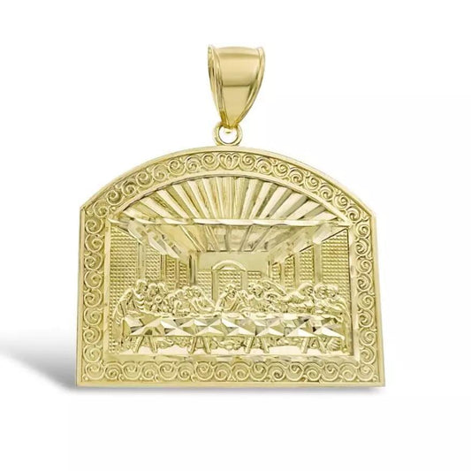 Last Supper Pendant 10k Yellow Gold Charm 0.9"