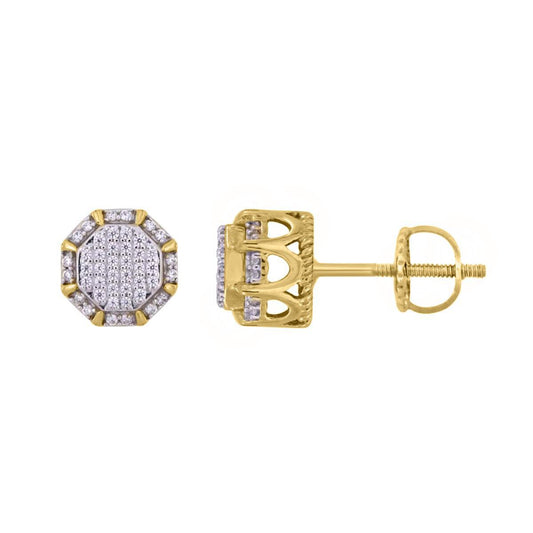 Diamond 10K Yellow Gold Octagon Stud Earrings