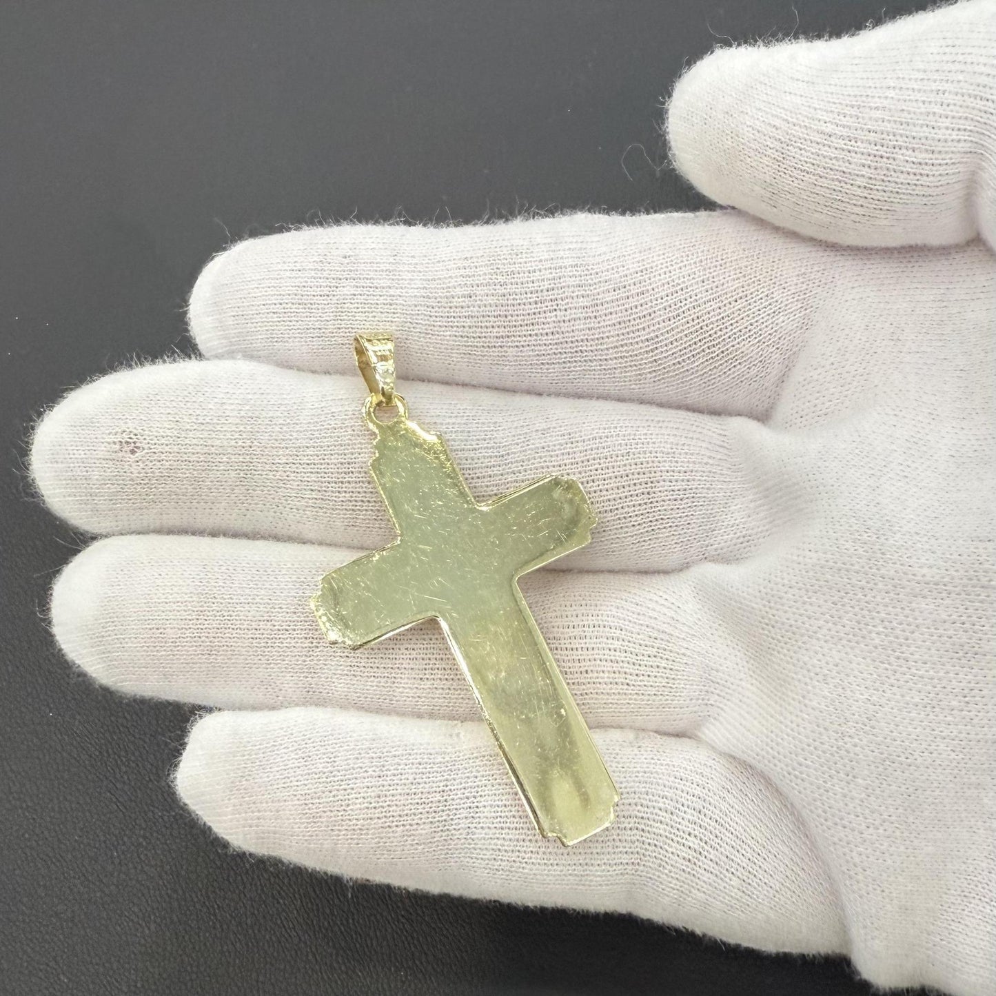 Crucifix Jesus Cross Pendant Charm 925 Sterling Silver Gold Plated 2.2"