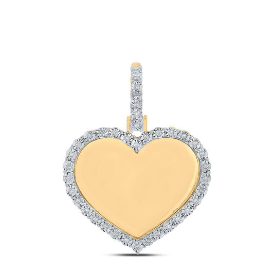 Diamond Memory Picture Frame Heart Pendant 10k Yellow Gold 1/10cttw