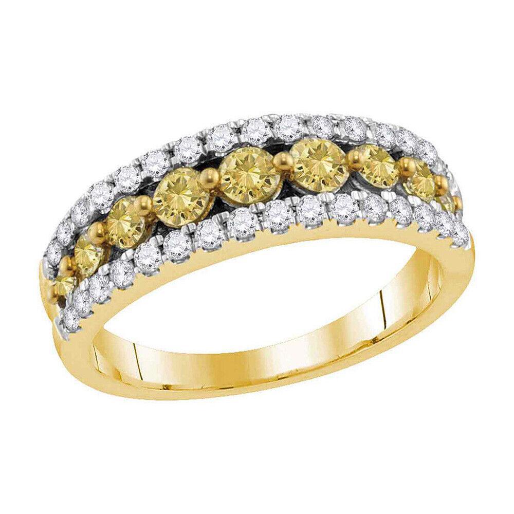 14kt Yellow Gold Womens Round Yellow Color Treated Diamond Band Ring 1/2 Cttw