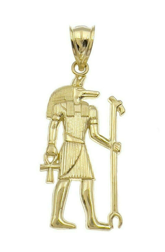 10k Yellow Gold  Egyptian God Anubis Pendant