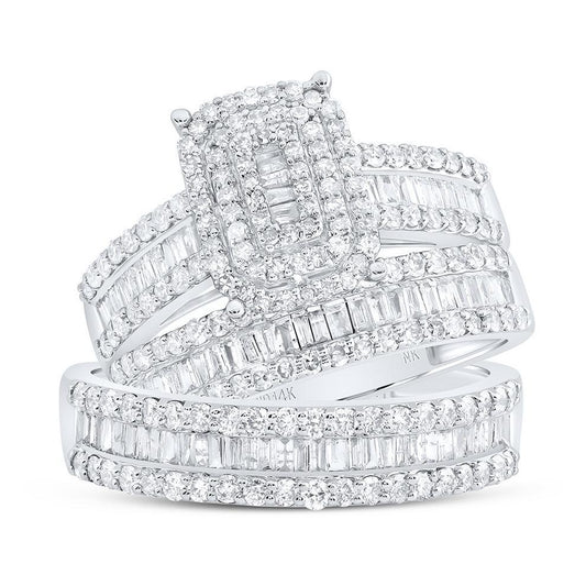 1.75ctw Diamond Bridal Trio His Hers Set Ring Band 14K White Gold