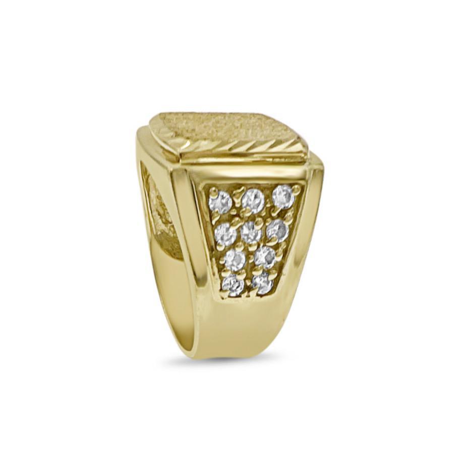 10k Yellow Gold Signet Pinky Mens Square Ring Band