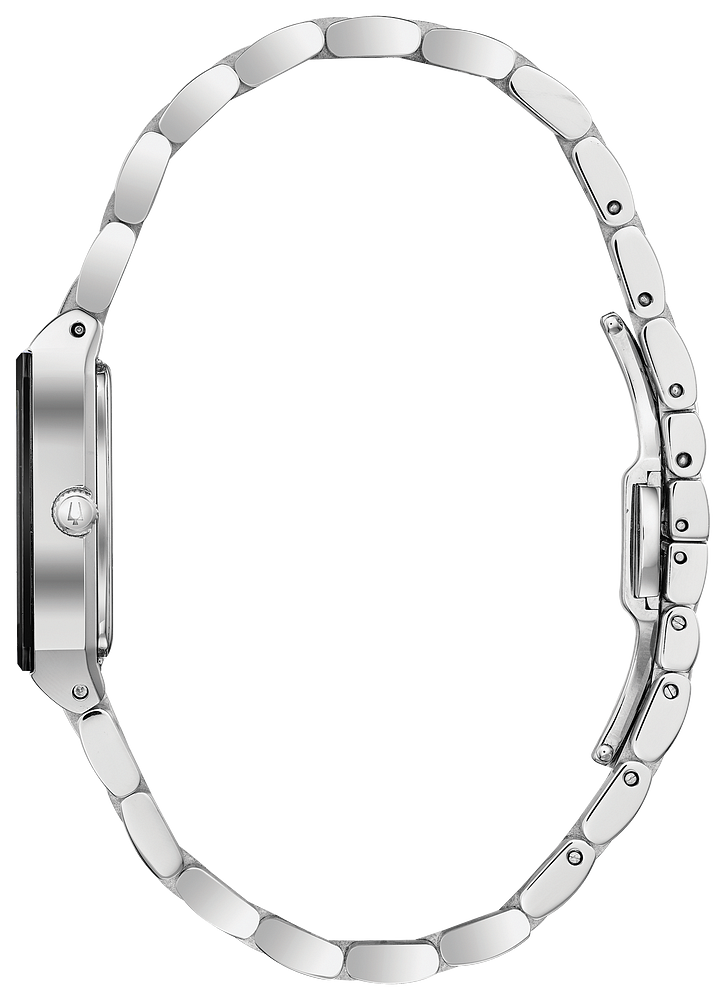 Bulova Quadra Diamonds Black Dial Womens Watch 96P202