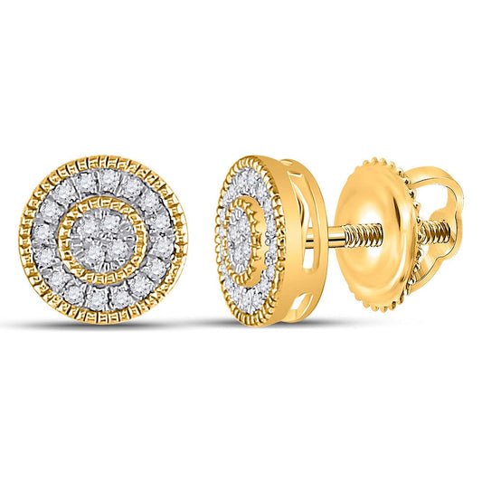 10kt Yellow Gold Mens Round Diamond Circle Earrings 1/8 Cttw