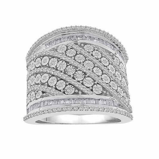 1 Ctw Baguette Diamond Womens Band 925 Sterling Silver Ring