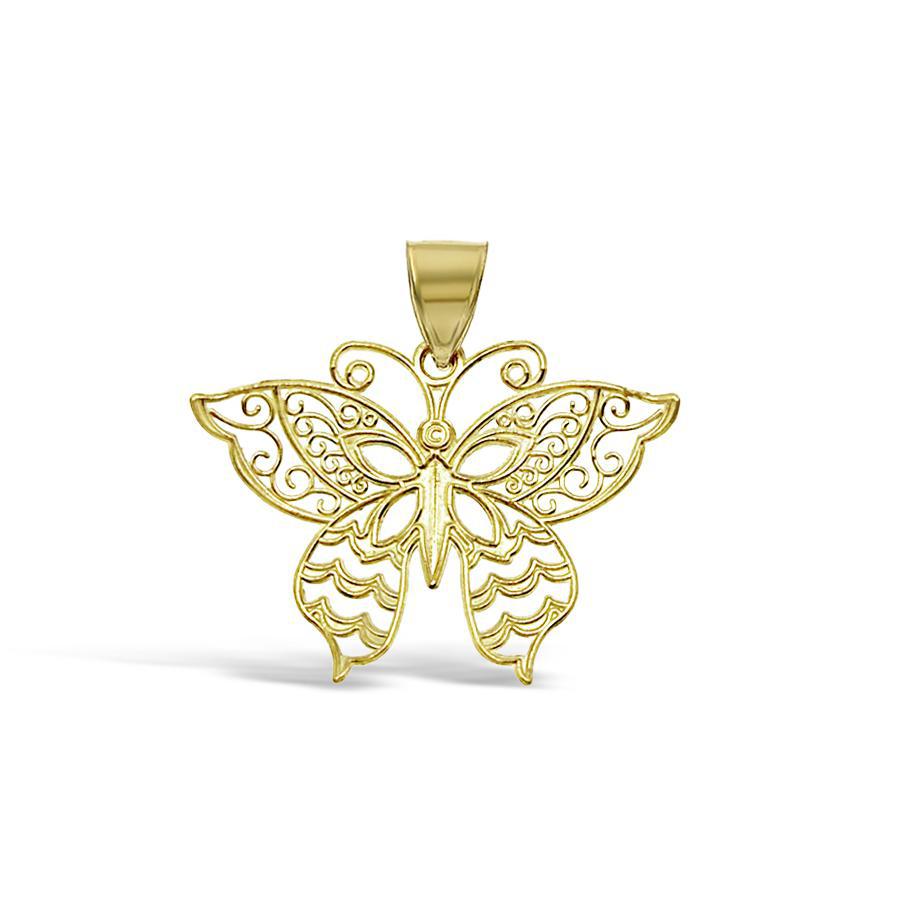 10k Yellow White Gold Butterfly Pendant Charm 1 inch