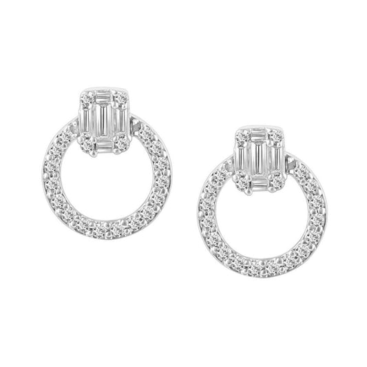 Diamond Baguette Stud Earrings 10k White Gold 0.25cttw