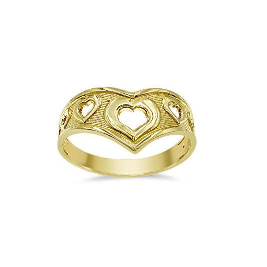 10k Yellow Gold Heart Ring Women Real Gold Love