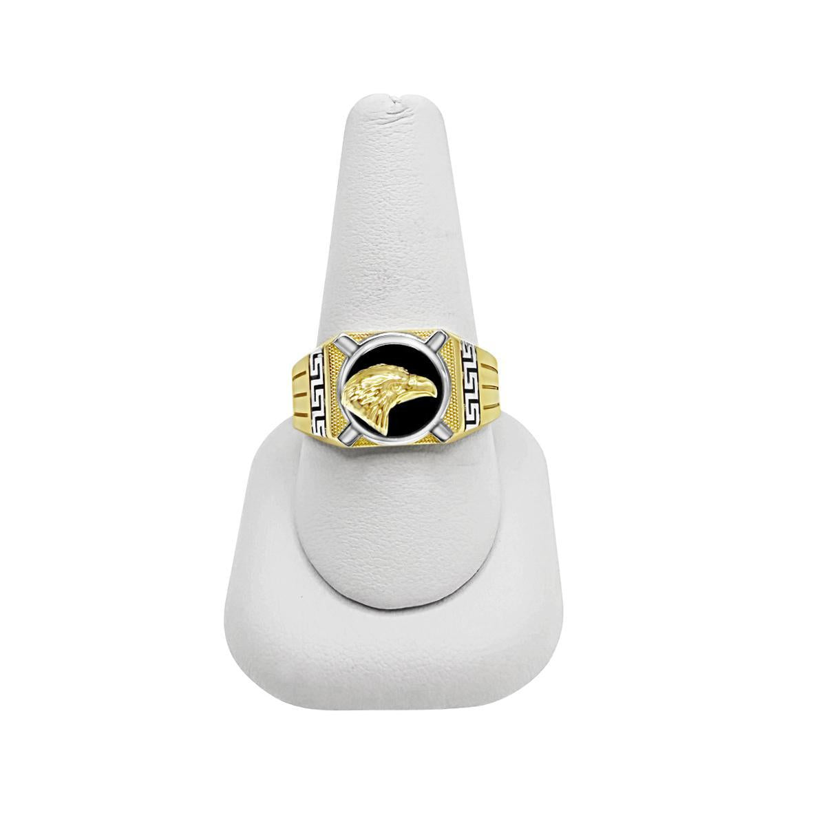 10K Yellow Gold Mens Eagle Head Signet Pinky Ring