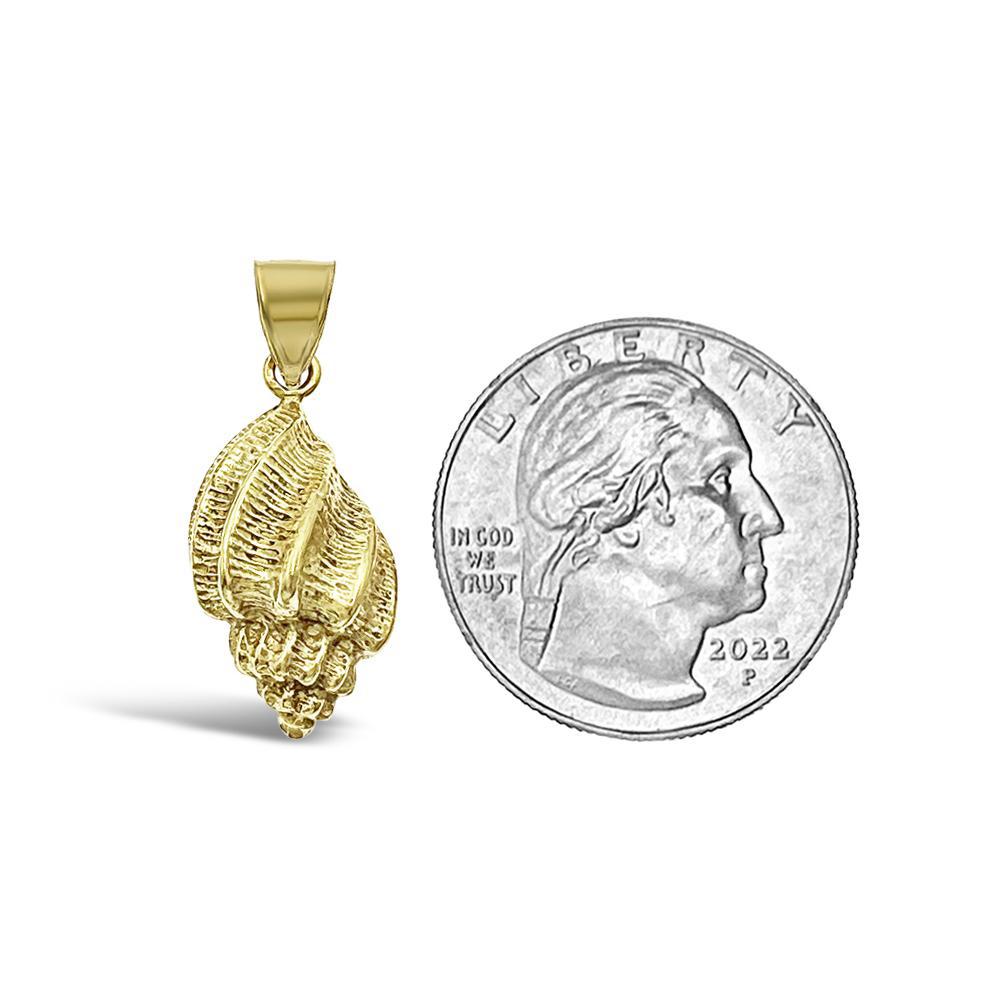 10k Yellow Gold Conch Shell Pendant Charm 1"