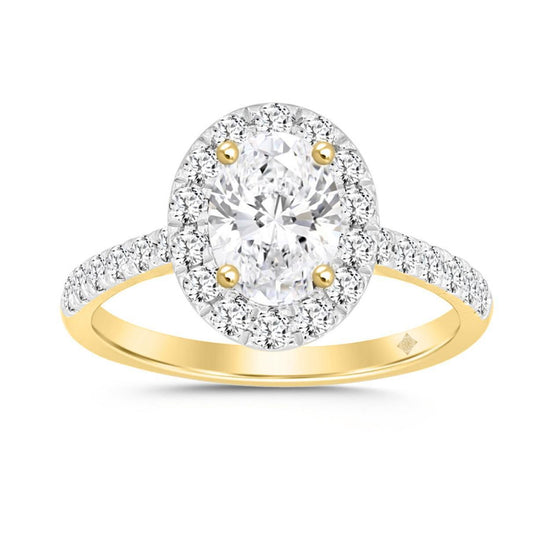 1.50 cttw Lab Grown Diamond Oval Halo Engagement Ring 14k Yellow Gold