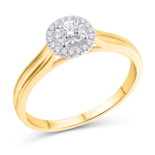 Diamond Round Cluster Promise Engagement Ring For Her 10k Yellow Gold