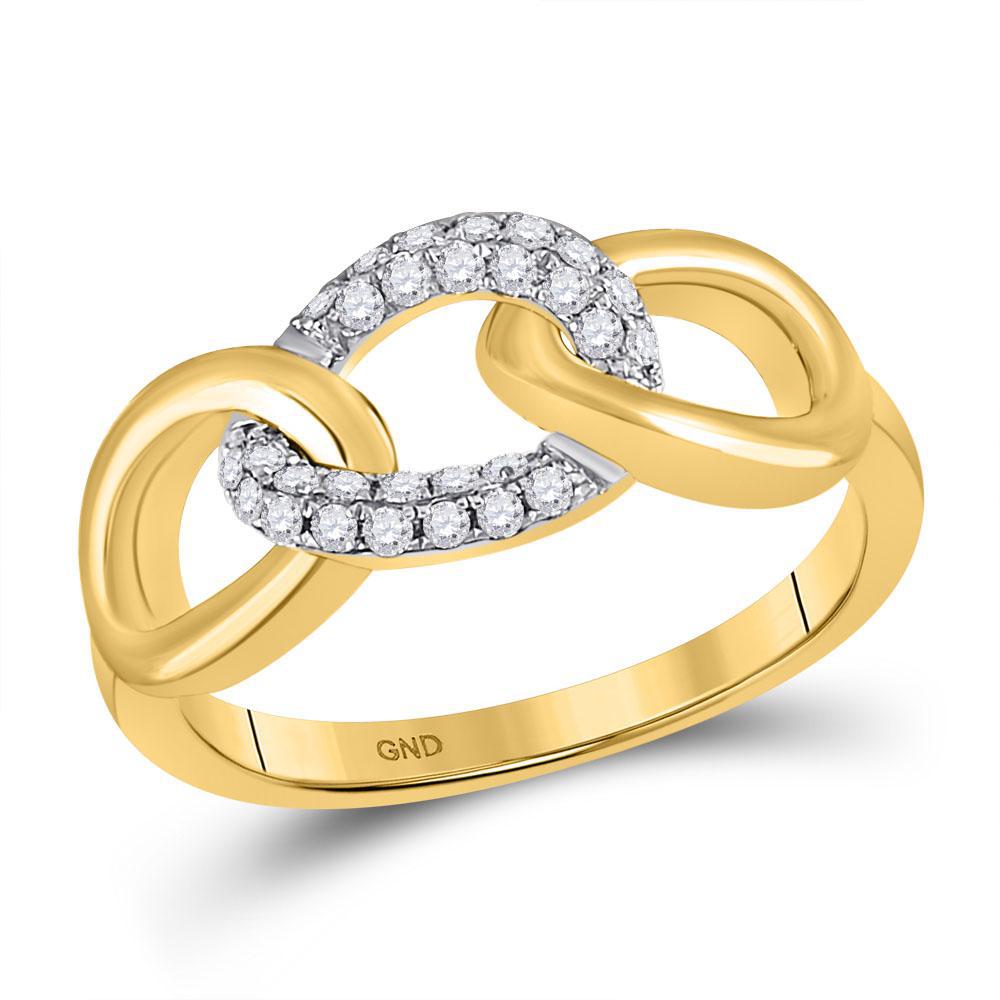 0.20cttw Diamond Link Chain Womens Band Ring 10k Yellow Gold