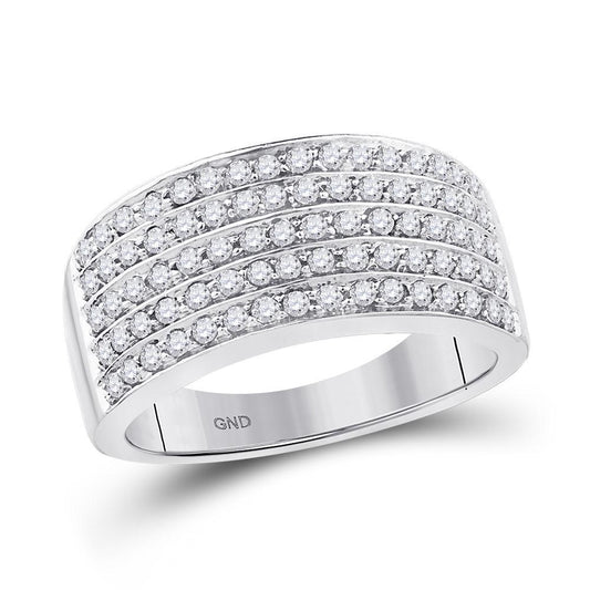 1/2cttw Round Diamond 5 Row Womens Band 10k White Gold Ring