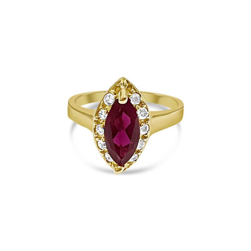 10k Gold Birthstone Ring Red Women Band Size 6.75