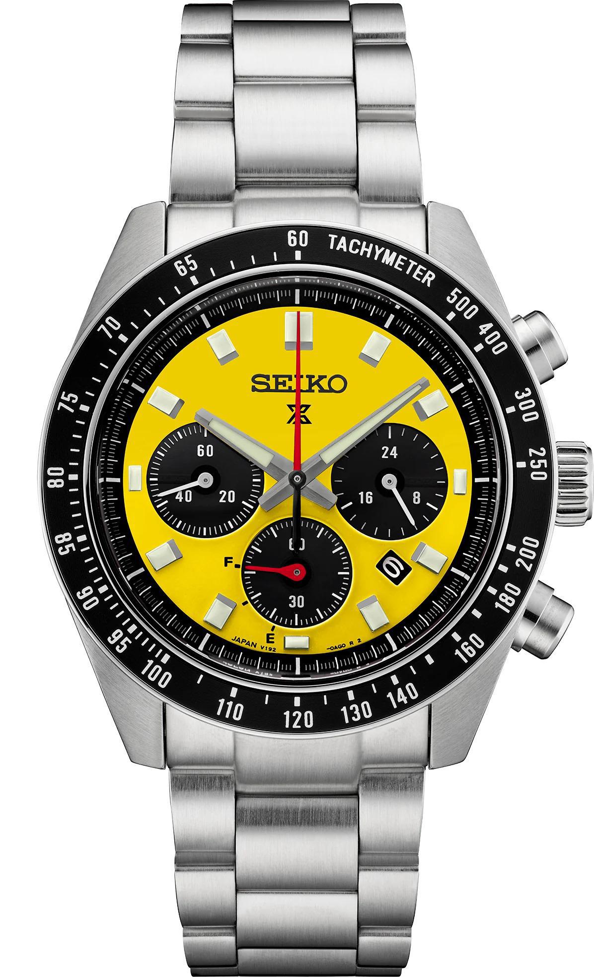 Seiko Prospex Speedtimer Solar Chronograph Yellow Dial Watch SSC929