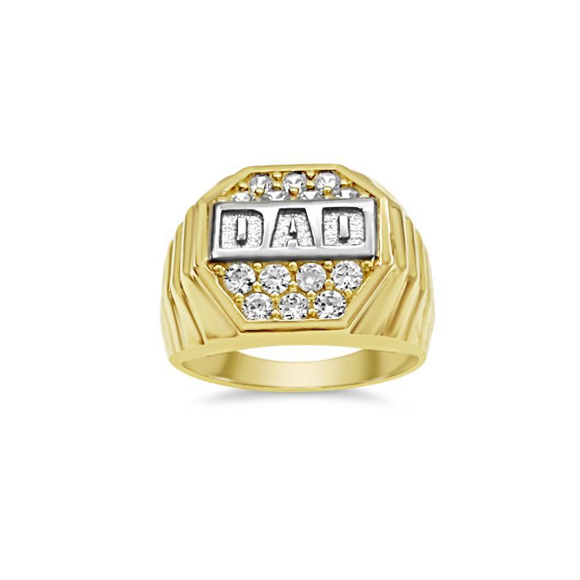 10K Two Tone Gold Mens Dad Signet Ring