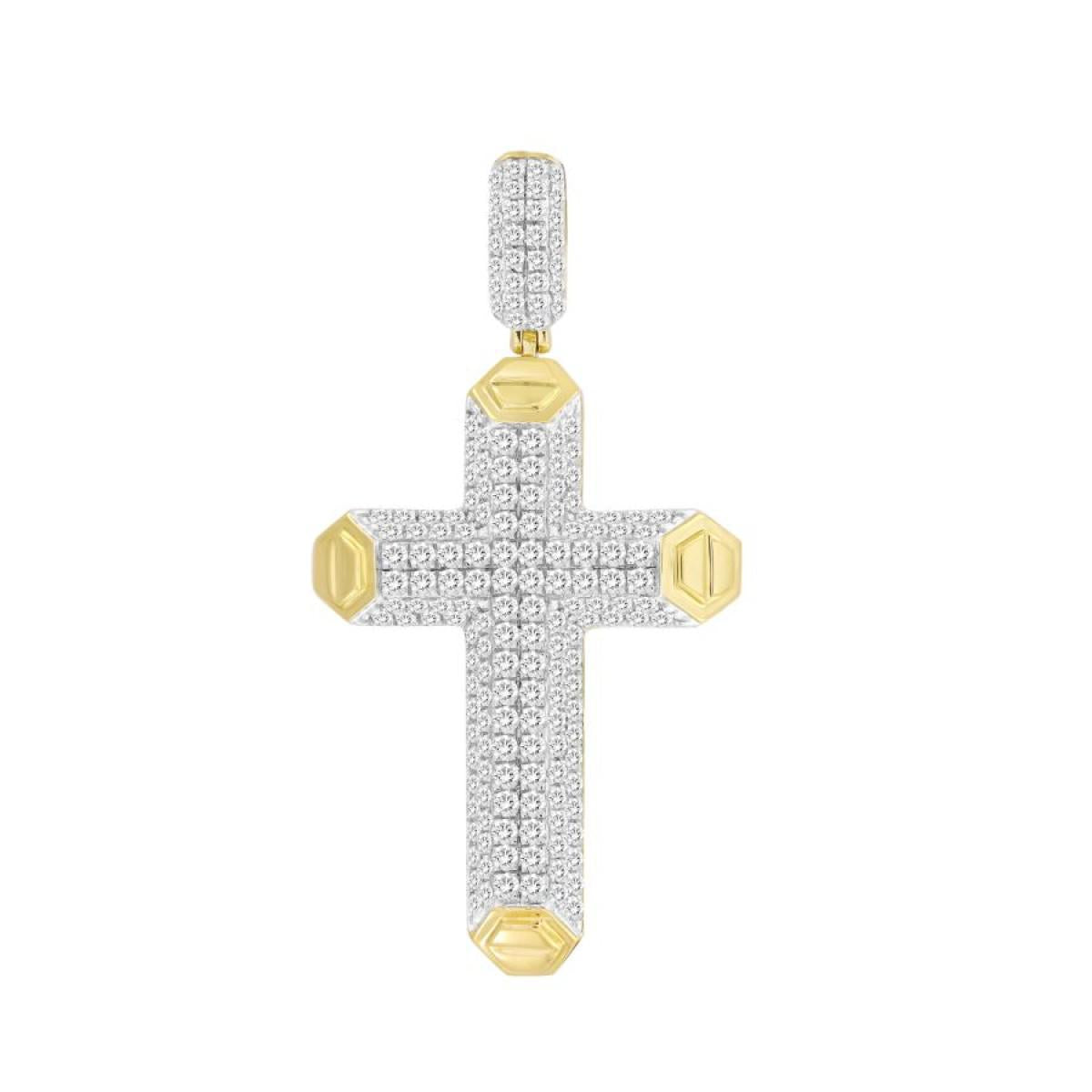 2 Ctw Diamond Cross Mens Pendant Charm 10k Yellow Gold