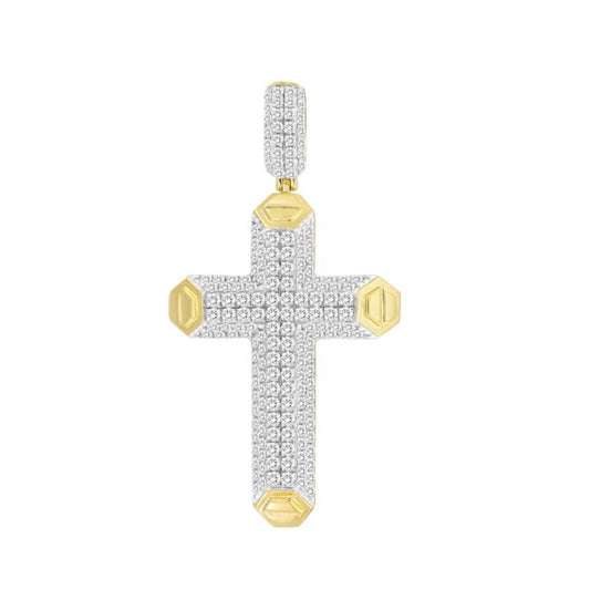 2 Ctw Diamond Cross Mens Pendant Charm 10k Yellow Gold