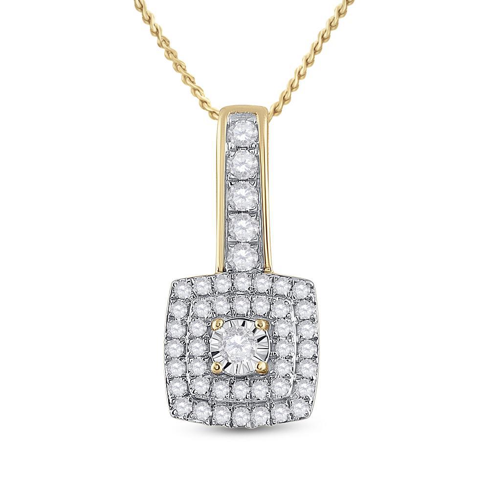 1/3cttw Diamond Square Pendant 10k Yellow Gold Charm