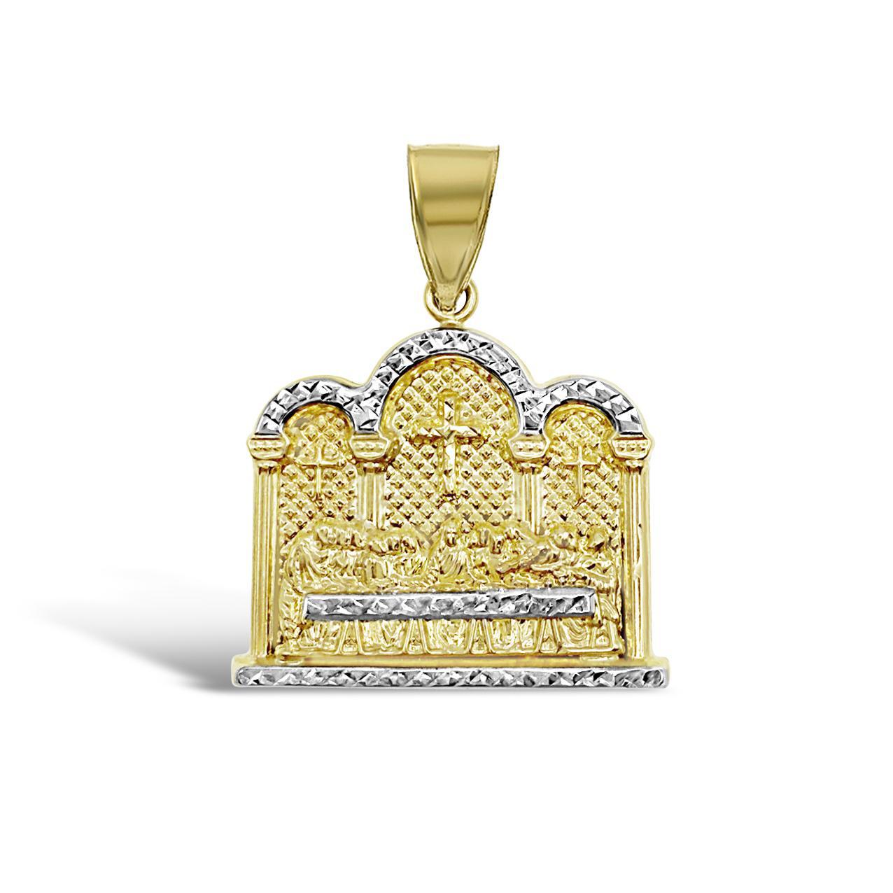 Last Supper Pendant Charm 10k Two Tone Gold 1.6 inch