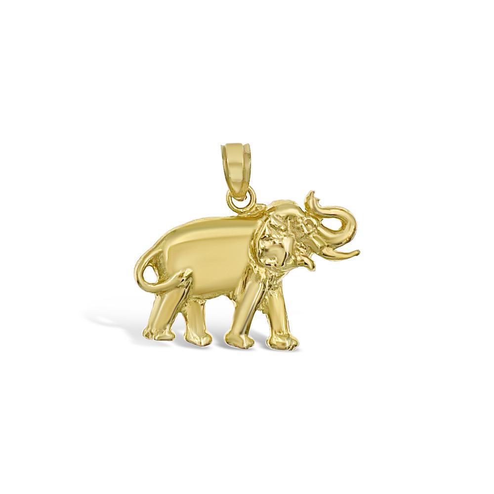 Elephant Pendant 10k Gold Lucky Charm 0.8"