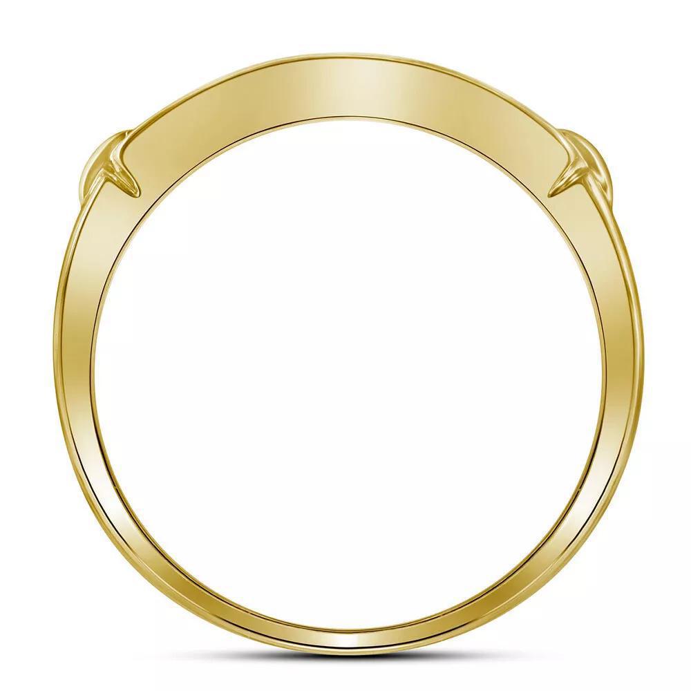 0.50ctw Diamond Wedding Four Row Ring Band 10k Yellow Gold Mens