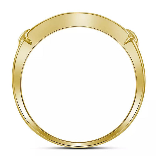 0.50ctw Diamond Wedding Four Row Ring Band 10k Yellow Gold Mens