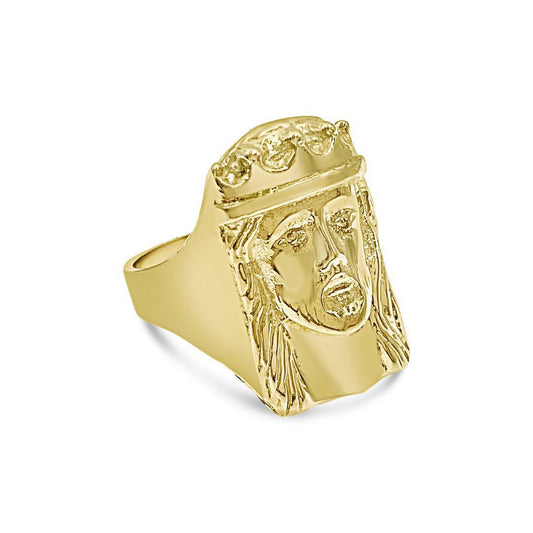 Jesus Head Men's Ring 10k Gold Band Size 9.5