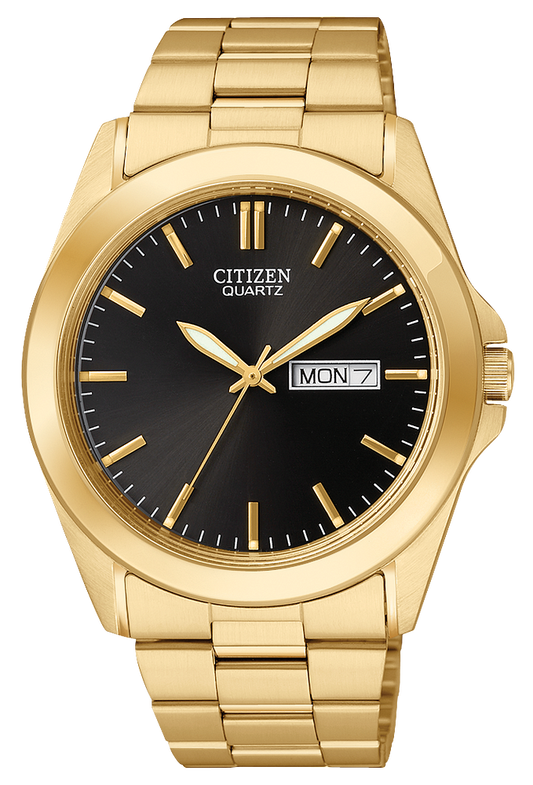 Citizen Quartz Gold tone Black Dial Men's Watch BF0582-51F