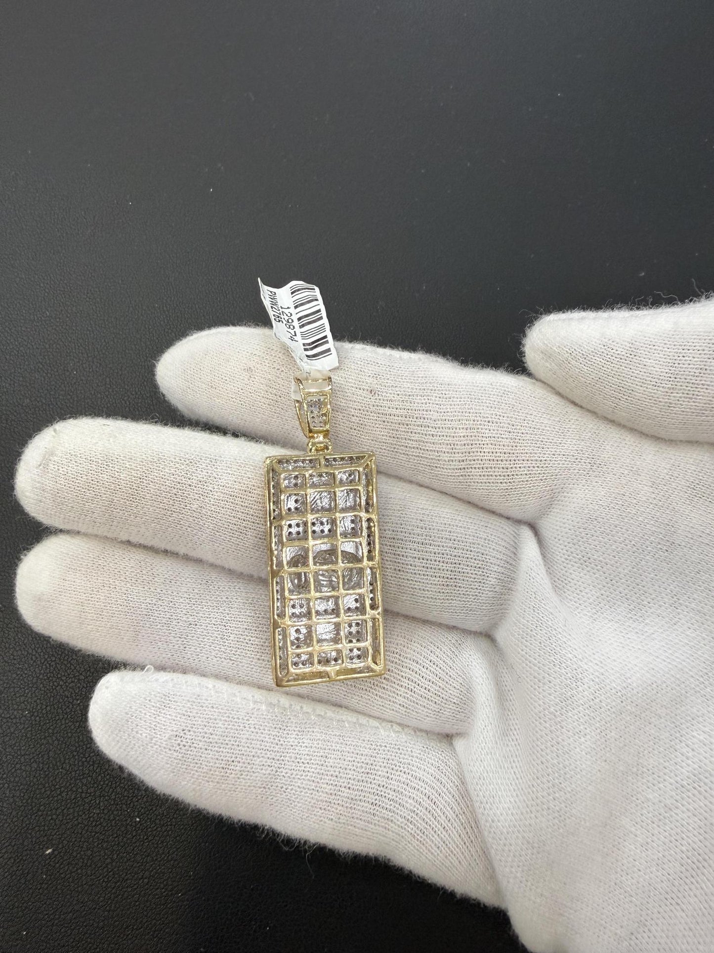 0.62ctw Diamond 100 Dollar Bill Pendant 10K Yellow Gold