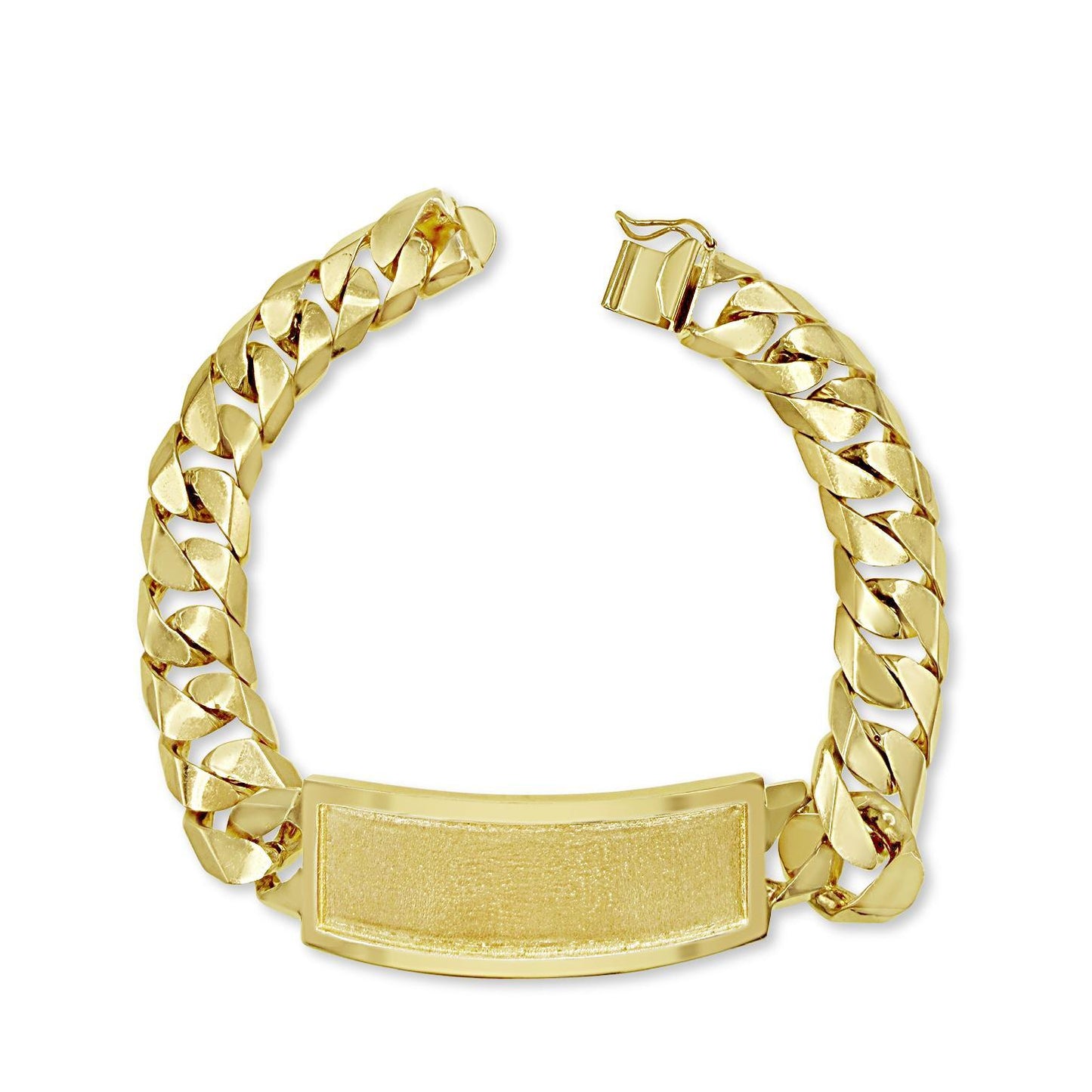 14K Yellow Gold Cuban Link Chain ID Men's Bracelet