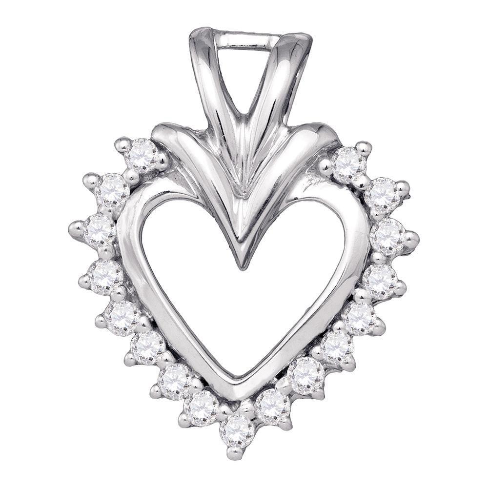 0.25cttw Diamond Open Heart Pendant 10k White Gold Charm