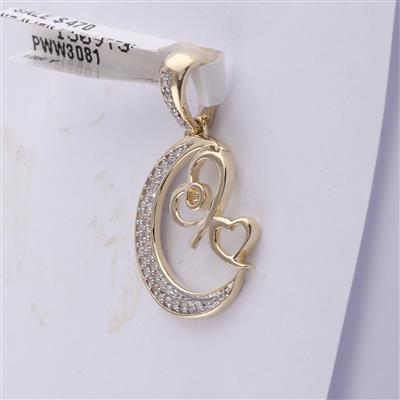 Diamond Crescent Moon Double Heart Pendant Charm 10k Yellow Gold