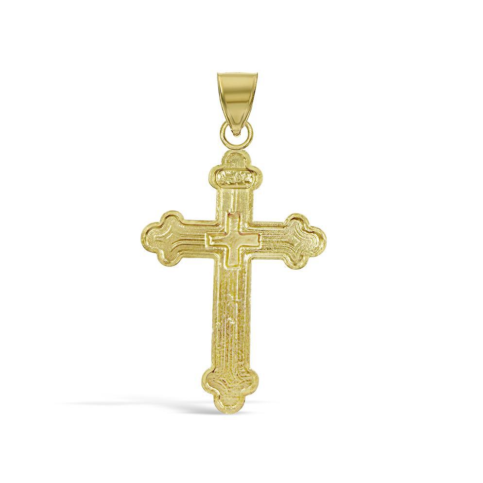 Cross Pendant 10k Yellow Gold Charm Diamond Cut 1.1 inch