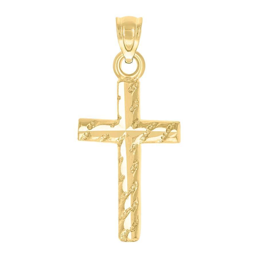 10K Yellow Gold Cross Mens Pendant