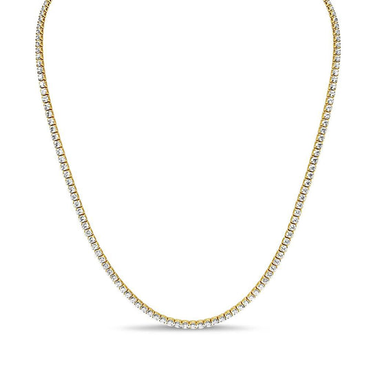 Real 10k Yellow Gold Tennis Necklace 3mm CZ 20"