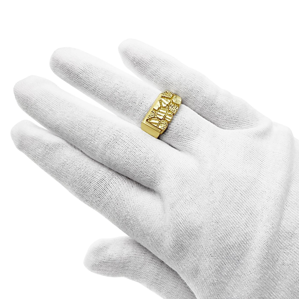 10K Yellow Gold Nugget Men's Ring