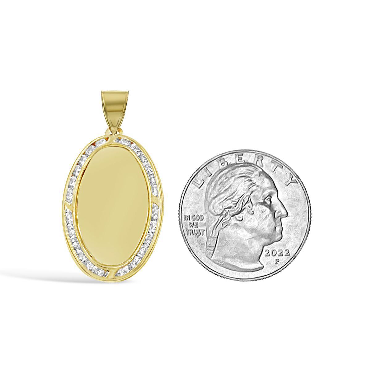 10K Yellow Gold Oval Memory Picture Frame Pendant