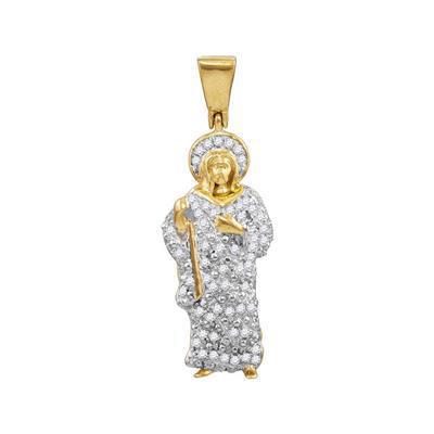 0.50 Cttw Diamond Jesus Charm Pendant 10k Yellow Gold