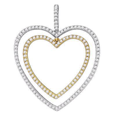 0.51ctw Diamond Open Double Heart Pendant 10K Two Tone Gold