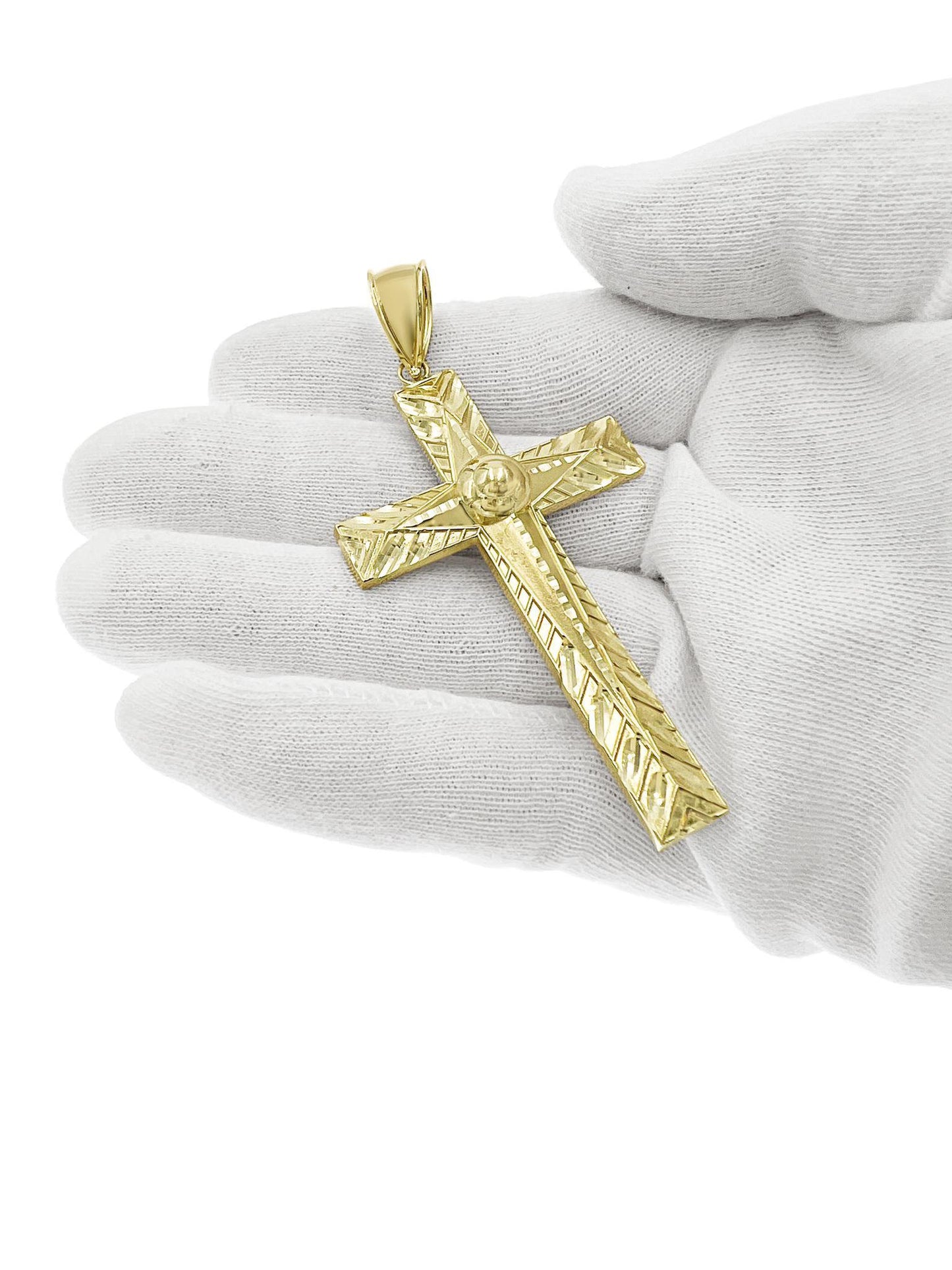 10k Yellow Gold Cross Pendant Men Charm 3"