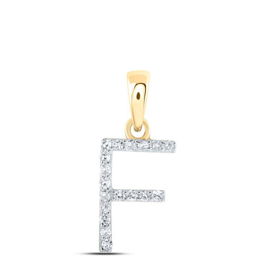 Diamond Letter Initial F Pendant Charm 10k Yellow Gold