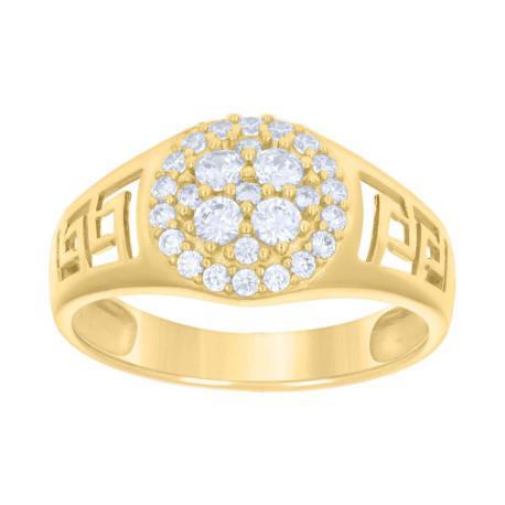 14k Yellow Gold Round CZ Mens Ring Band