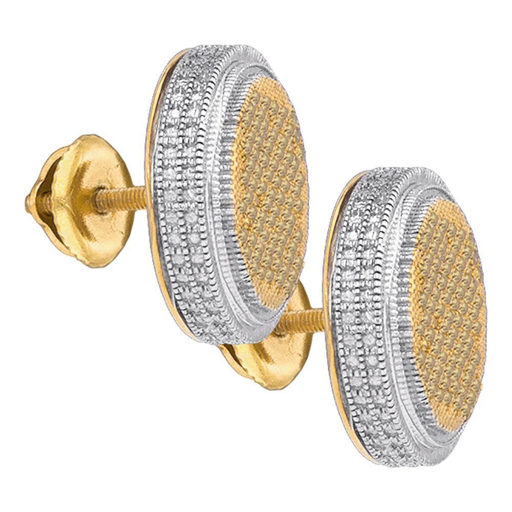 Diamond Round Shape Stud Earrings 925 Sterling Silver Multi tone Mens Screw back