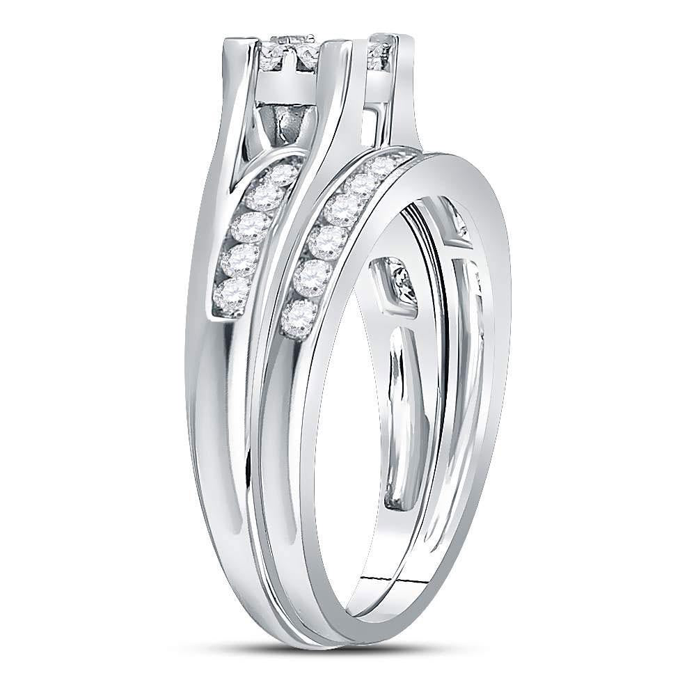 1.00ctw Princess Diamond Bridal Wedding Ring Set 14k White Gold