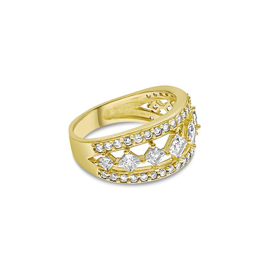 10k Yellow Gold Band Ring Women CZ Size 7